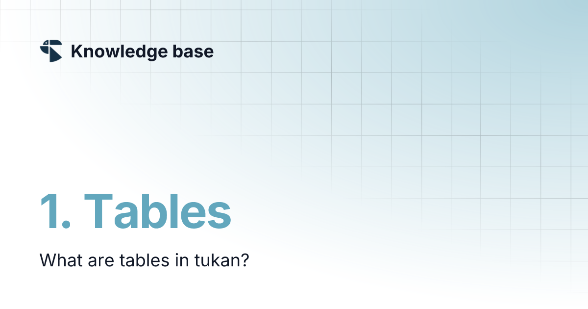 1. Tables | Knowledge base